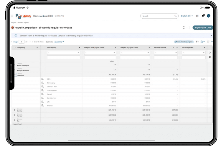 payroll comparison report